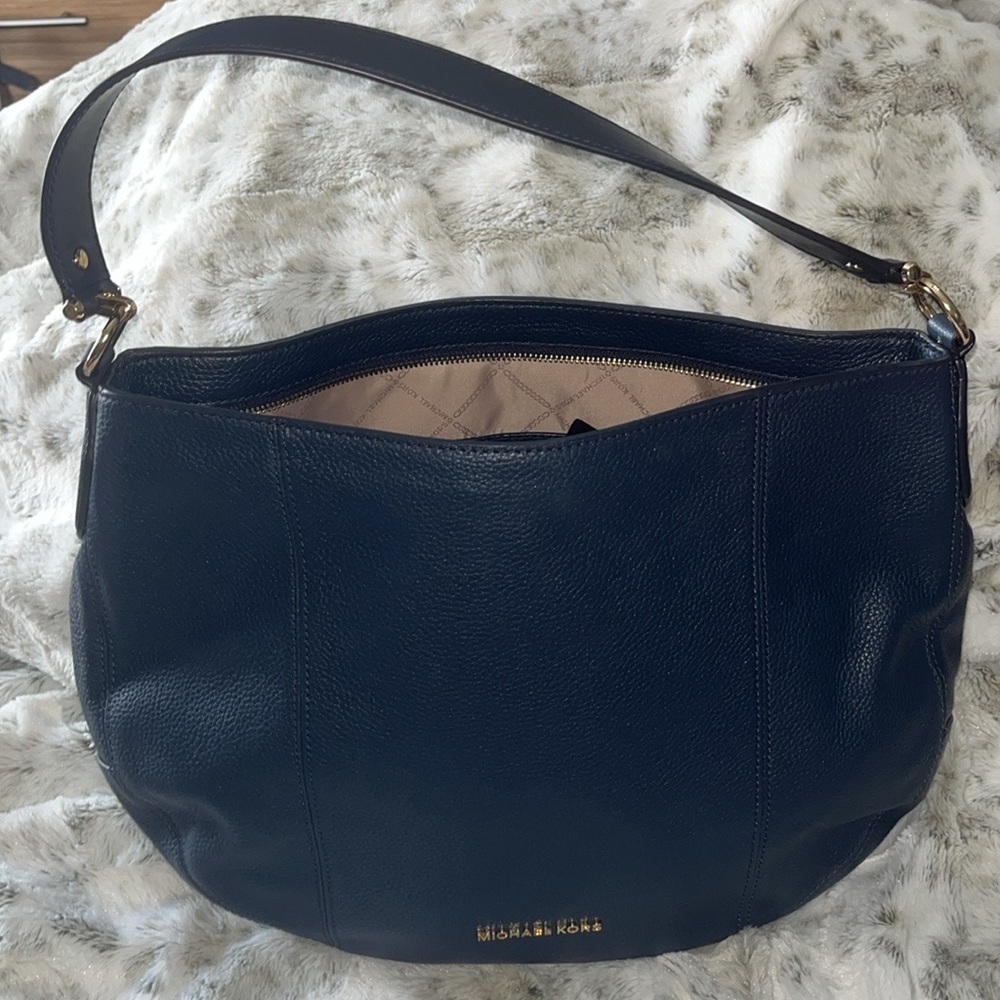 Michael Kors Navy Blue Leather Shoulder Bag
